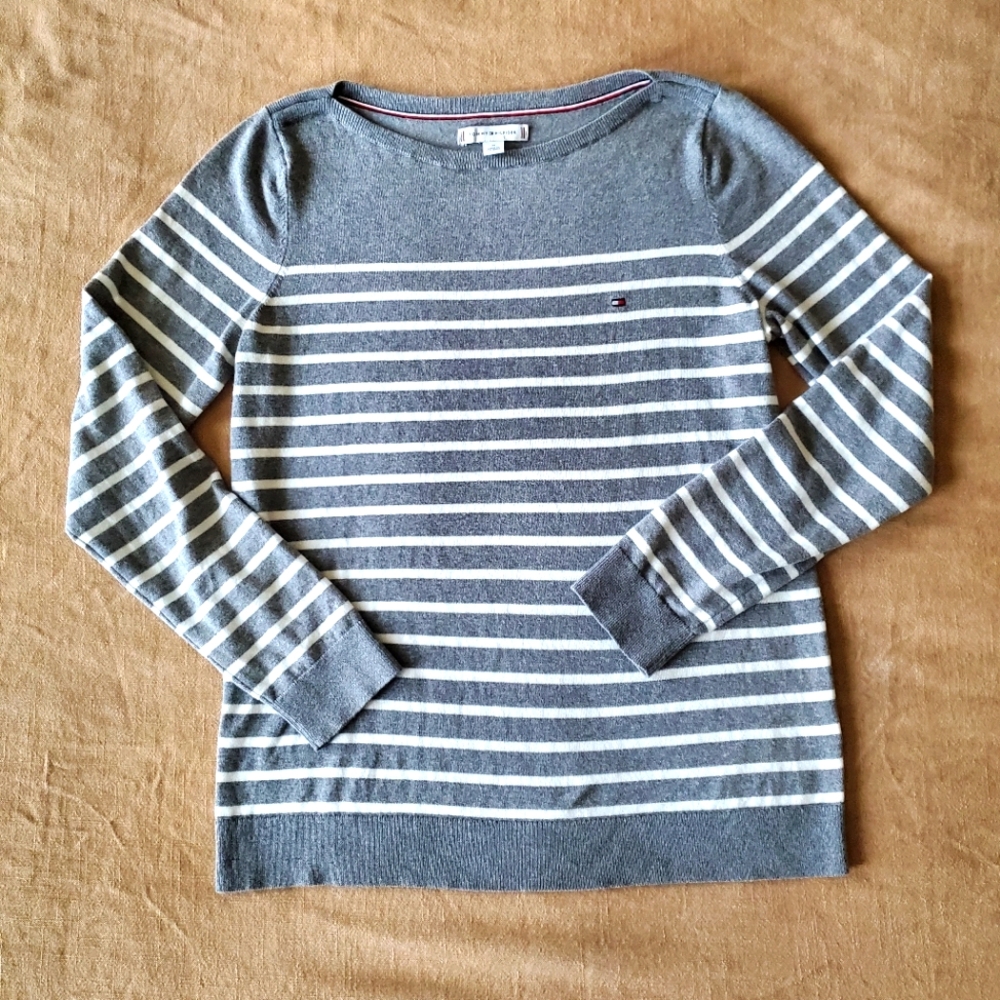 Tommy Hilfiger Stripe Boatneck Sweater Medium
